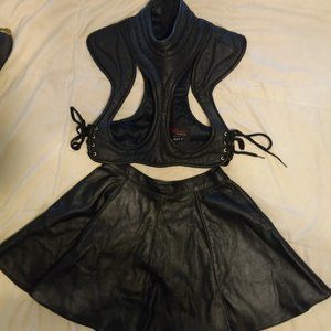 Leather skirt set